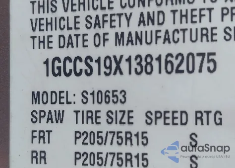 2003 Chevrolet S-10 Ls из США, поврежденный, VIN 1GCCS19X138162075